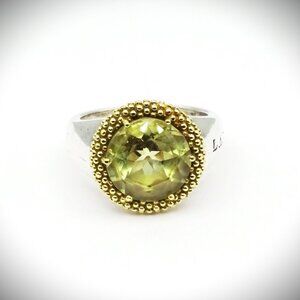 LAGOS Caviar Sterling Silver 18K Yellow Gold & Citrine Cocktail Ring Size 8.75
